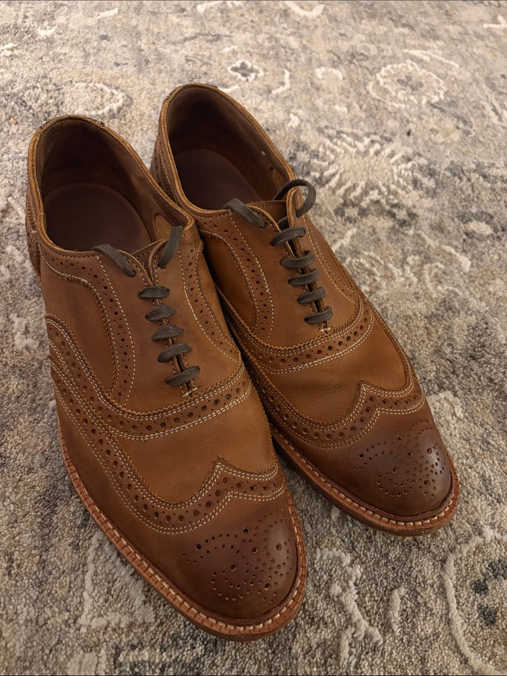 Allen Edmonds Neumok Tan Brown Leather Wingtip Oxfords M12
